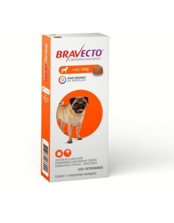 Antipulgas e Carrapatos Bravecto Comprimido MSD para Cães 4,5Kg a 10Kg 250mg