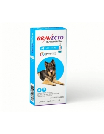 Antipulgas e Carrapatos Bravecto Transdermal MSD para Cães 20 a 40kg 1000mg