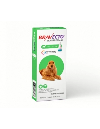 Antipulgas e Carrapatos Bravecto Transdermal MSD para Cães 10Kg a 20Kg 500mg