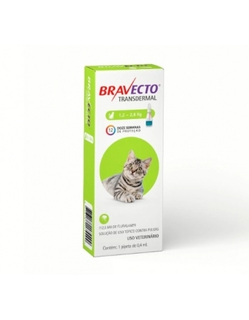 Antipulgas e Carrapatos Bravecto Transdermal MSD para Gatos 1,2Kg a 2,8Kg 112,5mg