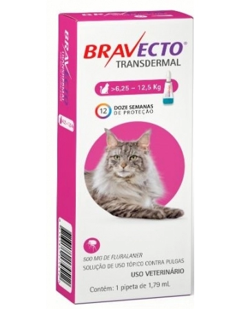 Antipulgas e Carrapatos Bravecto Transdermal MSD para Gatos 6,25Kg a 12,5Kg 250mg