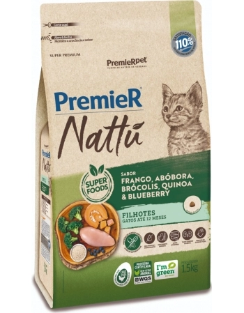 Ração PremieR Nattu para Gatos Filhotes com Abóbora 1,5kg