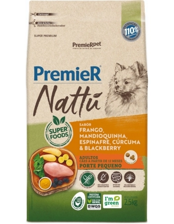 Ração Seca PremieR Nattu para Cães Adultos de Raças Pequenas Mandioquinha 2,5Kg