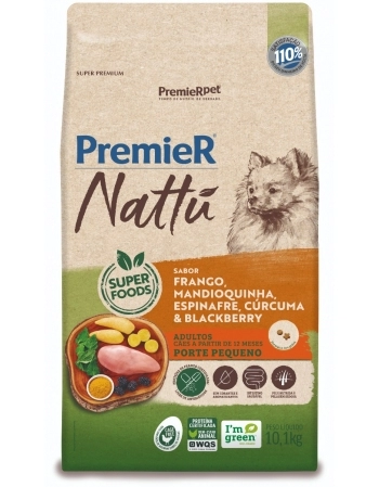 Ração Seca PremieR Nattu para Cães Adultos de Raças Pequenas Mandioquinha 10,1Kg