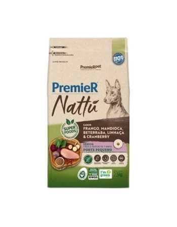 Ração Seca PremieR Nattu para Cães Sênior de Raças Pequenas Mandioca 2,5Kg