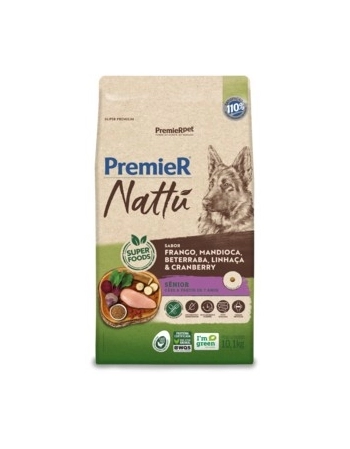 Ração Seca PremieR Nattu para Cães Sênior Mandioca 10,1Kg