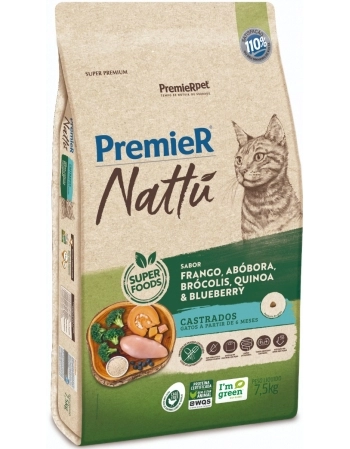 Ração PremieR Nattu para Gatos Adultos Abobora 7,5Kg