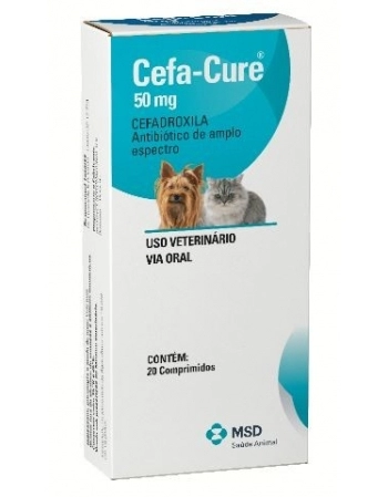 Antibiótico MSD Cefa-Cure 20 Comprimidos 50mg