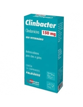 Antibiótico Agener União Clinbacter 150mg para Cães e Gatos 14 Comprimidos