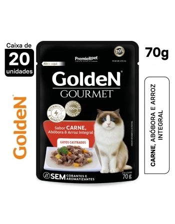 Ração Úmida Golden Gourmet Gatos Adultos Castrados Carne 70g