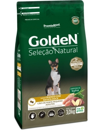 Ração Golden Seleção Natural para Cães Adultos de Porte Pequeno Frango com Batata Doce 3kg