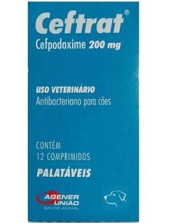 Antimicrobiano Ceftrat 200mg para Cães 12 Comprimidos - Agener União