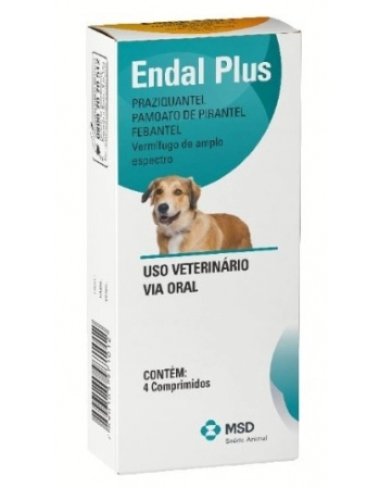 Vermífugo MSD para Cães Endal Plus 4 Comprimidos