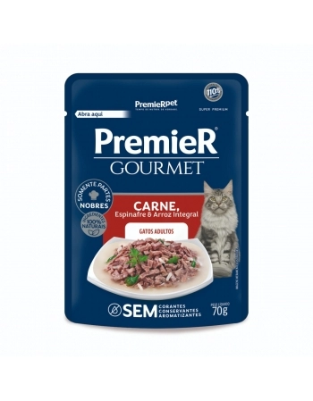 Ração Úmida PremieR Gourmet Gatos Adultos Carne 70g