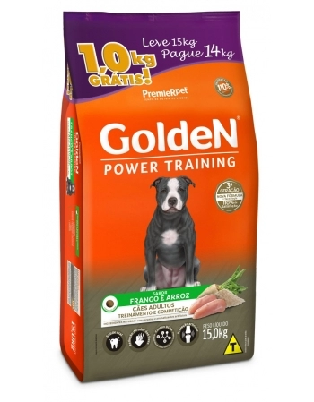 Ração Golden Power Training para Cães Adultos Frango e Arroz Leve 15kg Pague 14kg