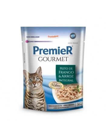 Ração Úmida PremieR Gourmet Para Gatos Adultos Frango e Arroz 70g