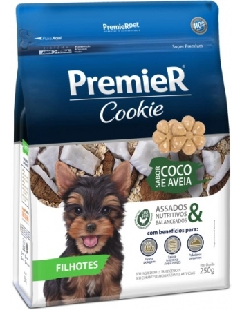 Biscoito PremieR Cookie Para Cães Filhotes Coco e Aveia 250g