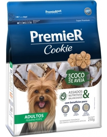 Biscoito PremieR Cookie Para Cães Adultos de Pequeno Porte Coco e Aveia 250g