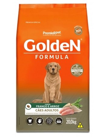 Ração Golden Fórmula para Cães Adultos Frango e Arroz 20Kg