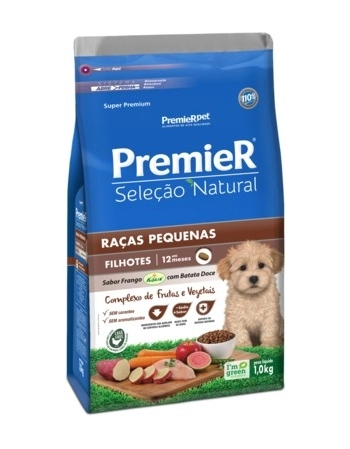 Ração PremieR Seleção Natural para Cães Filhotes Raças Pequenas Frango Korin com Batata Doce 1Kg