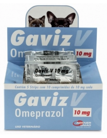 Omeprazol Agener União Gaviz V 10 mg para Cães e Gatos Caixa com 50 Comprimidos