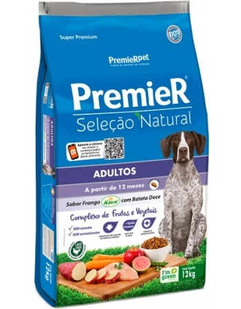 Ração PremieR Seleção Natural para Cães Adultos Frango Korin com Batata Doce 12Kg