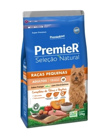 Ração PremieR Seleção Natural para Cães Adultos Raças Pequenas Frango Korin com Chia e Quinoa 1Kg