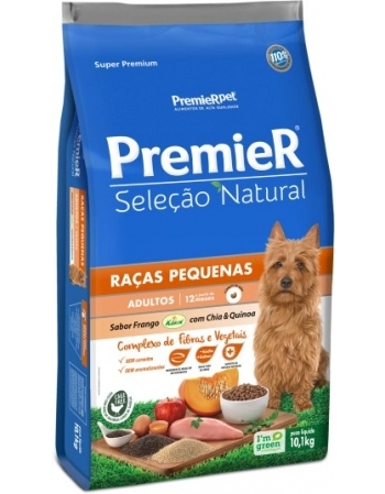 Ração PremieR Seleção Natural para Cães Adultos Raças Pequenas Frango Korin com Chia e Quinoa 10,1Kg