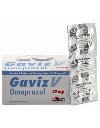 Omeprazol Agener União Gaviz V 20 mg para Cães e Gatos Caixa com 50 Comprimidos