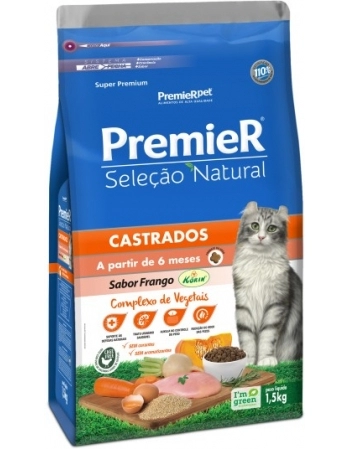 Ração PremieR Seleção Natural para Gatos Castrados Frango Korin 1,5Kg