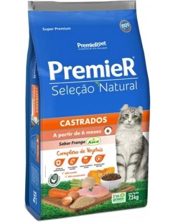 Ração PremieR Seleção Natural para Gatos Castrados Frango Korin 7,5Kg