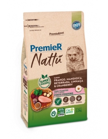 Ração PremieR Nattu para Cães Filhotes de Raças Pequenas Mandioca 1Kg