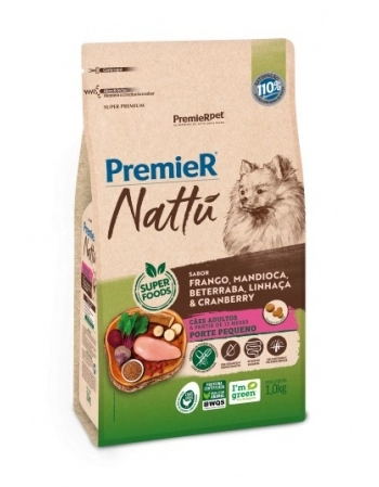 Ração PremieR Nattu para Cães Adultos de Raças Pequenas Mandioca 1Kg