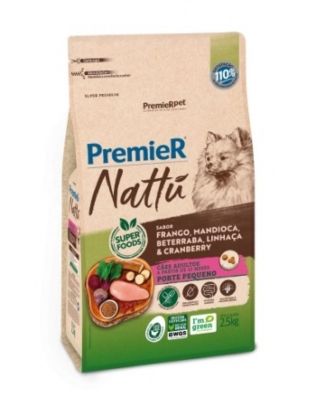 Ração PremieR Nattu para Cães Adultos de Raças Pequenas Mandioca 2,5Kg