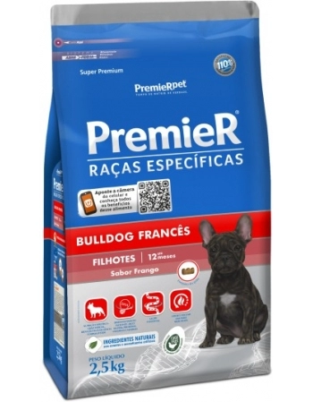 Ração PremieR Raças Específicas Bulldog Francês para Cães Filhotes Frango 2,5Kg