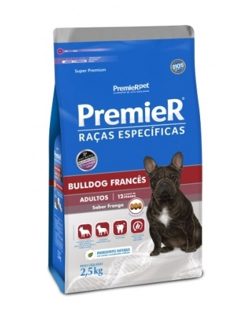 Ração PremieR Raças Específicas Bulldog Francês para Cães Adultos Frango 2,5Kg