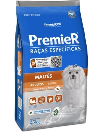 Ração PremieR Raças Específicas Maltês para Cães Adultos Peru e Arroz 7,5Kg